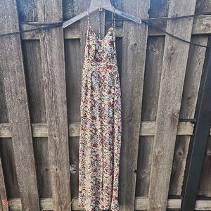 BCBGeneration Multicolor Halter Floral Maxi Romper W/ Cutouts  Sz 0